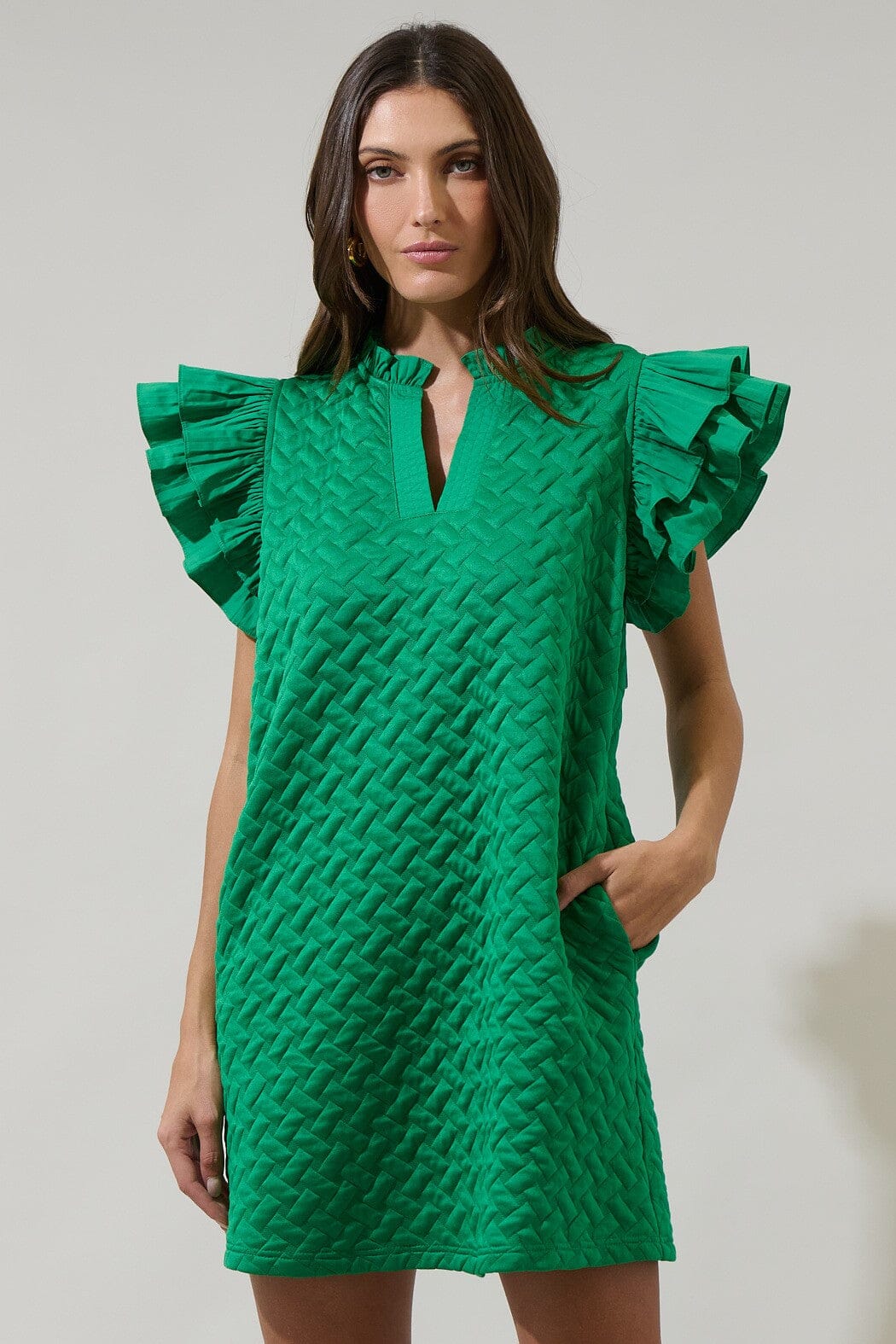 Yulia Quilted Adalee Ruffle Mini Dress Sugarlips