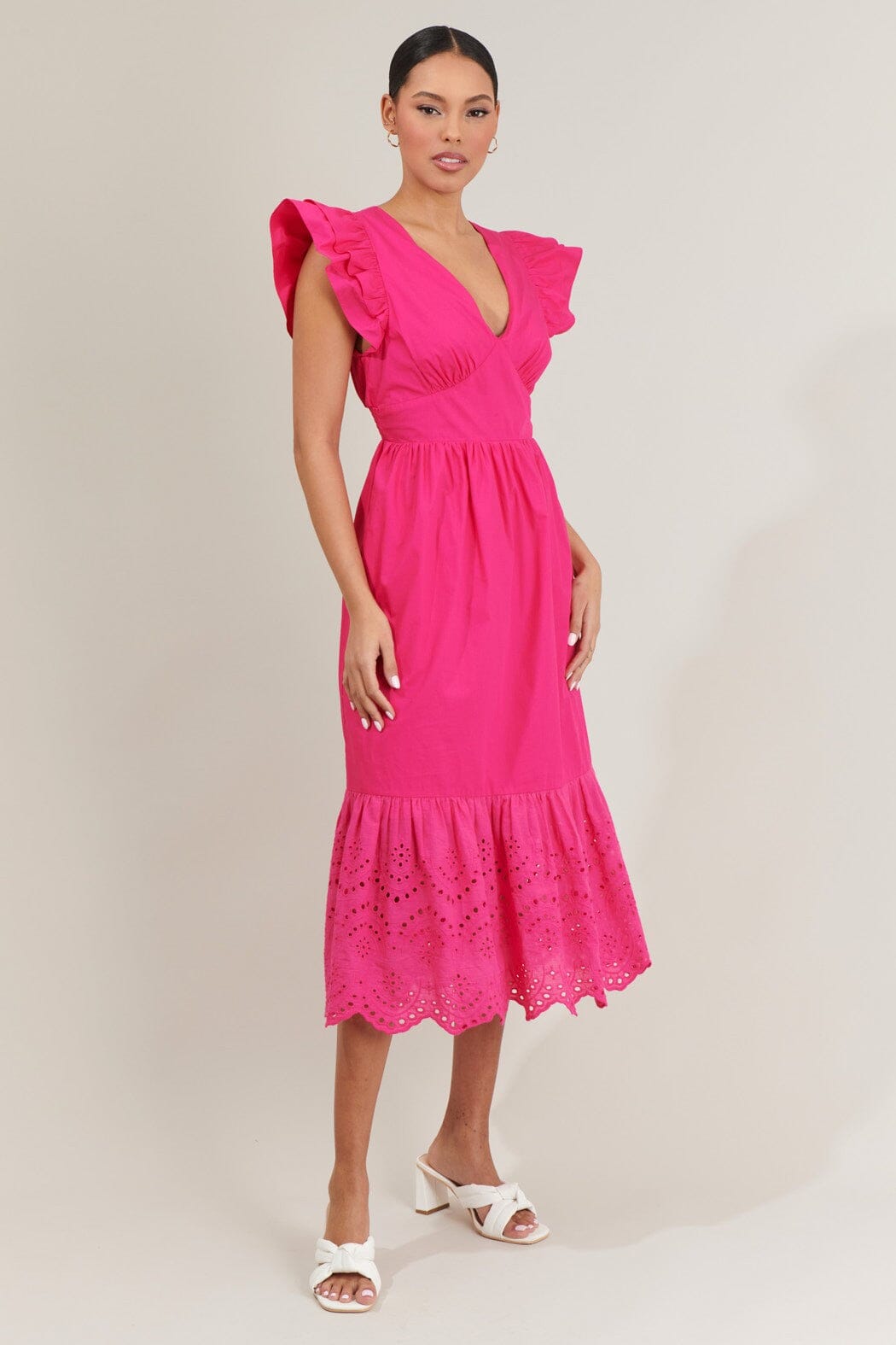 Zayla Poplin Eyelet Midi Dress Sugarlips