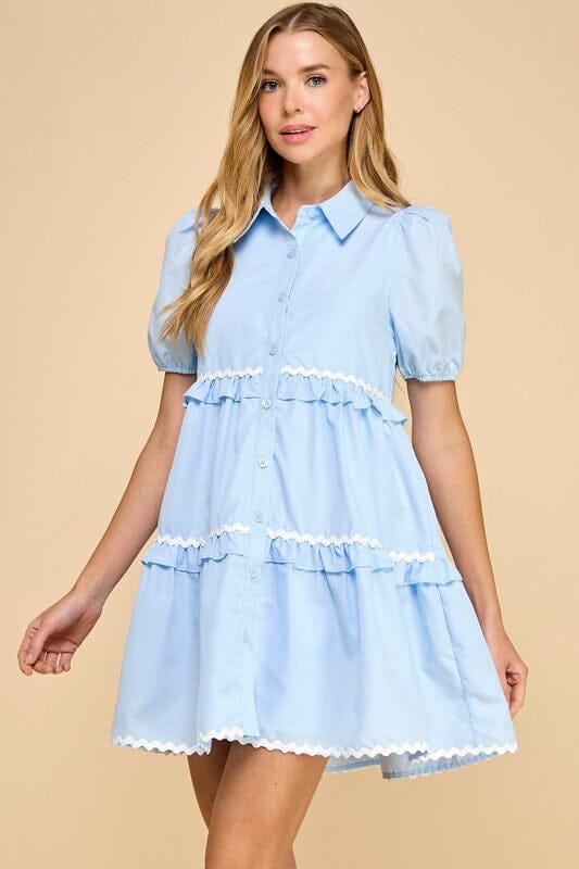 Zig Zag Poplin Tiered Dress TCEC