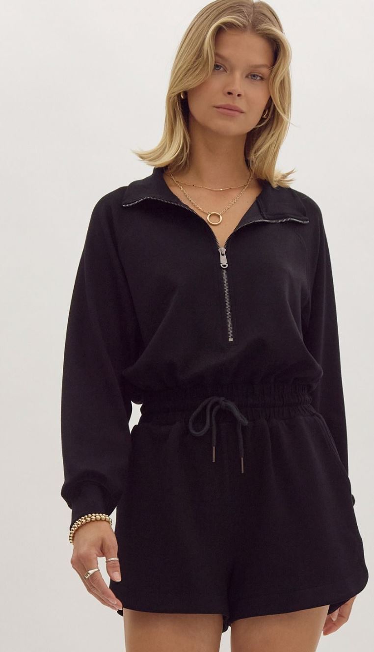 Zip Front LS Romper entro