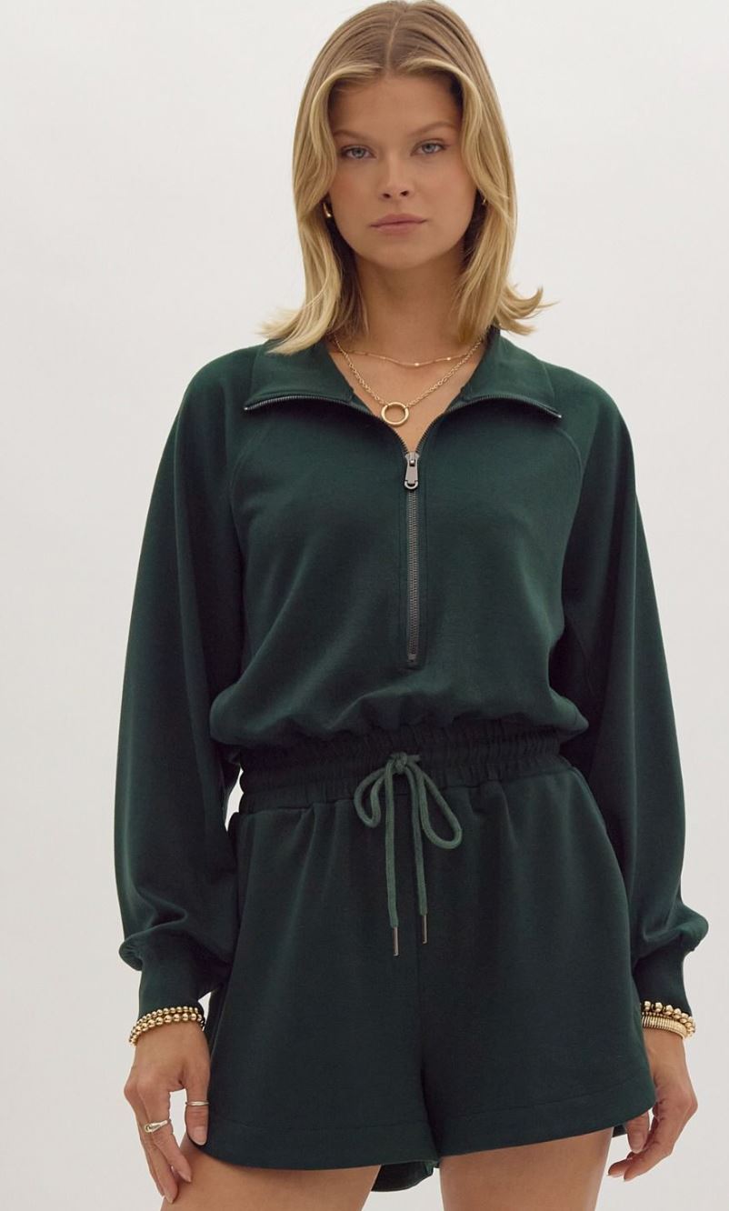 Zip Front LS Romper entro