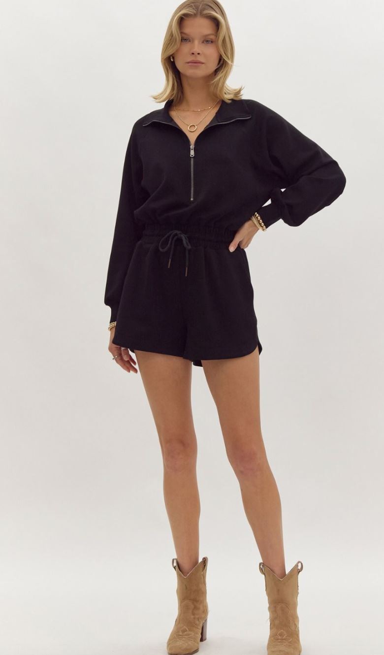 Zip Front LS Romper entro