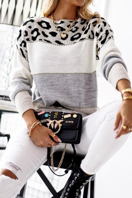 22 Leopard Colorblock Sweater Sweater mazik
