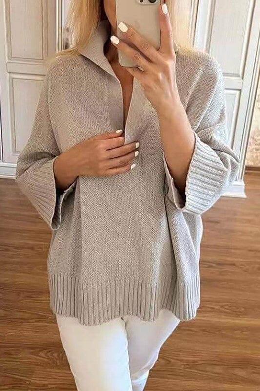 3/4 Sleeve Knit Sweater cezele