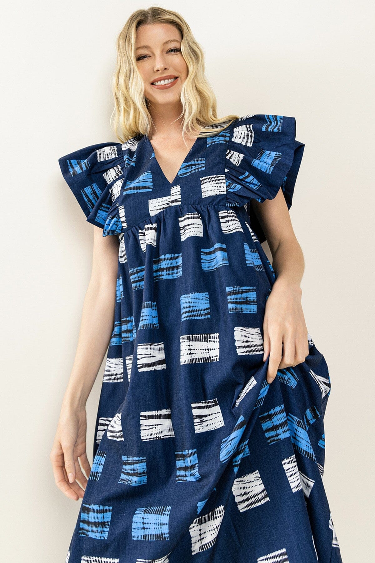 Abstract Print Midi Dress TCEC