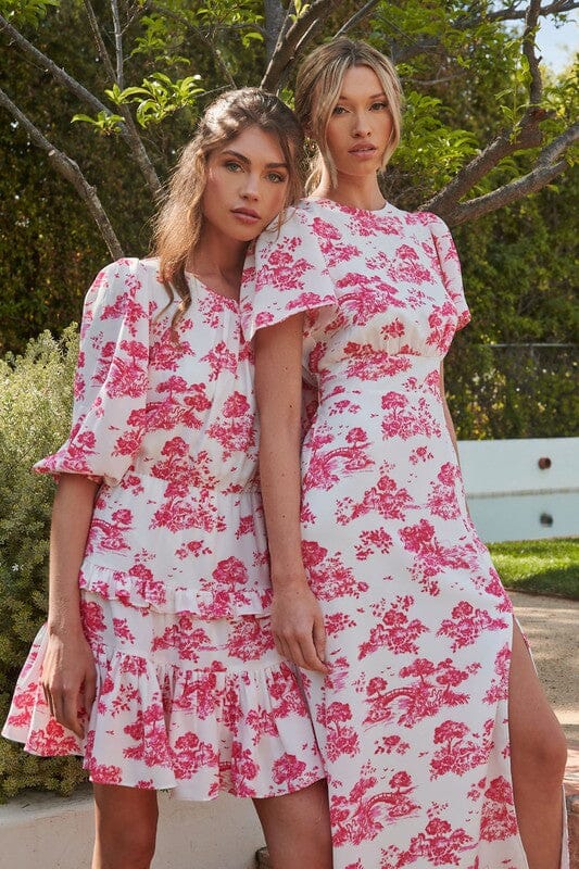 Ainsley Meadow Toile Midi Dress Sugarlips