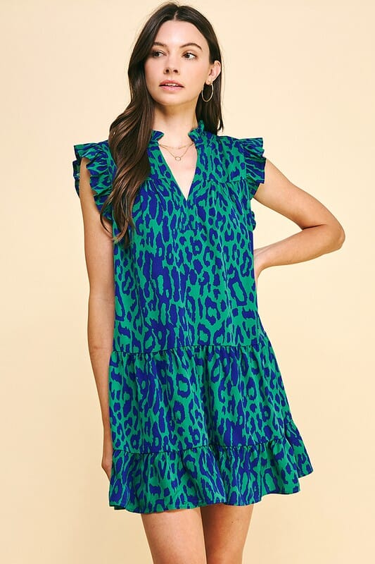 Animal Print Tiered Dress Pinch