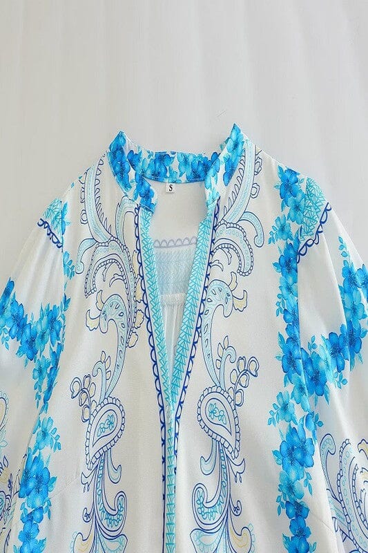 Aqua Floral Bordered Dress Sundayup