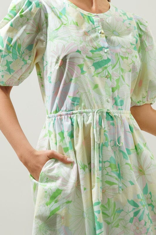 Arrietty Poplin Floral Alba Puff Sleeve Dress Sugarlips