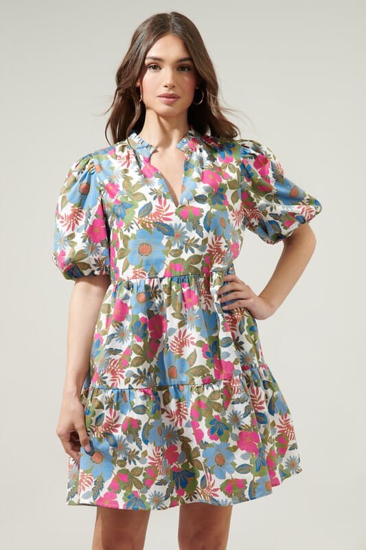 Avitall Floral Jacey Babydoll Mini Dress Sugarlips