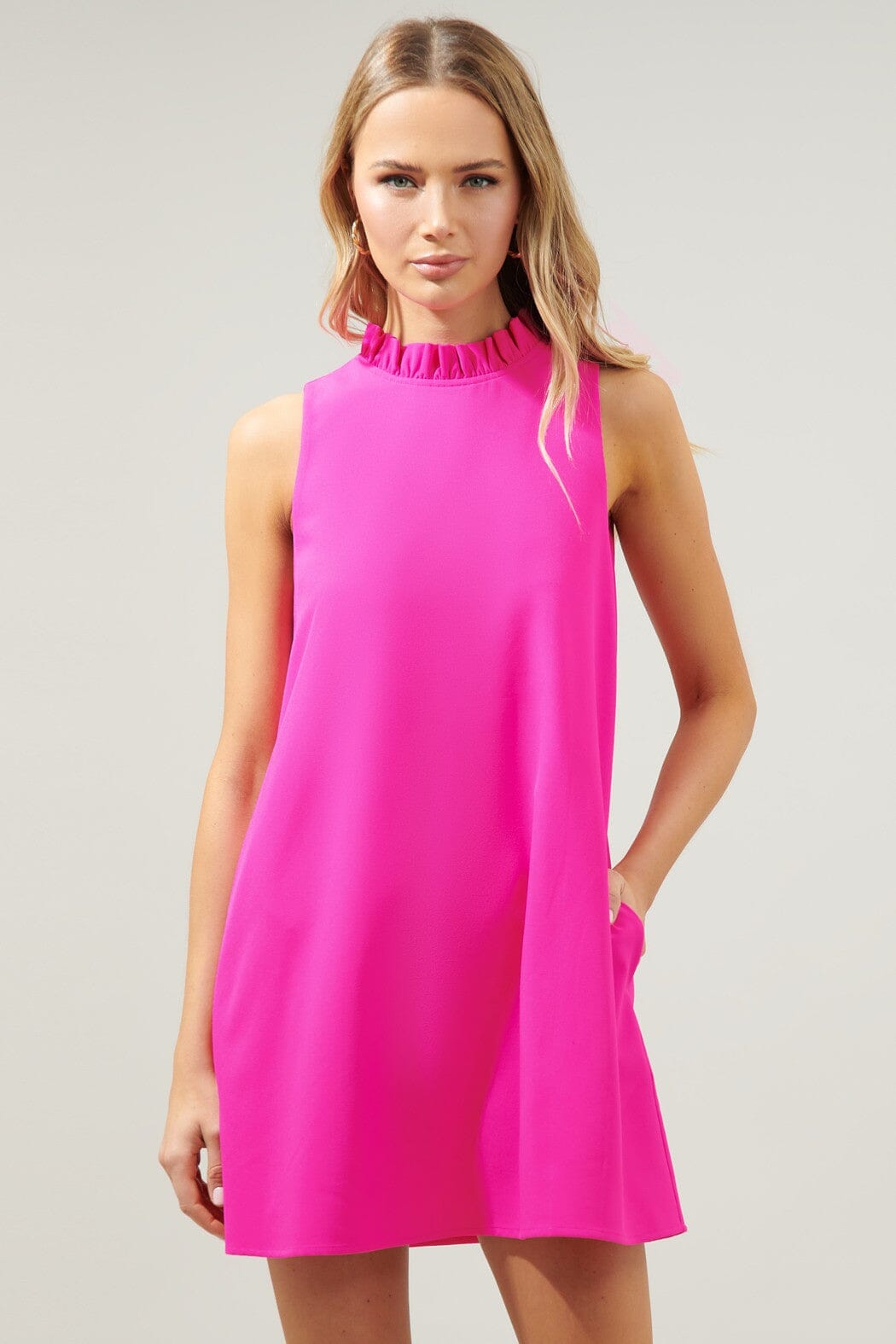 Benson Trapeze Mock Neck Mini Dress Sugarlips