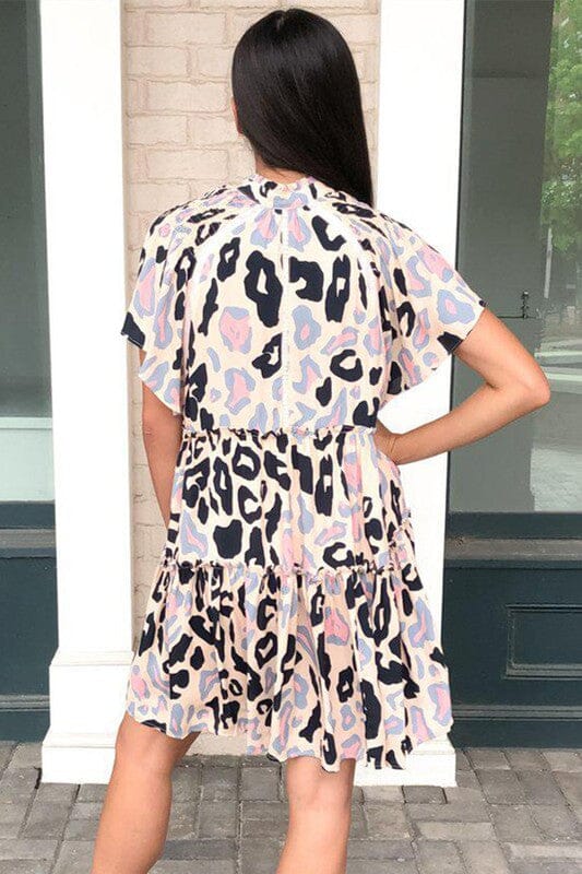Black and Blush Tiered Leopard Dress Kentce