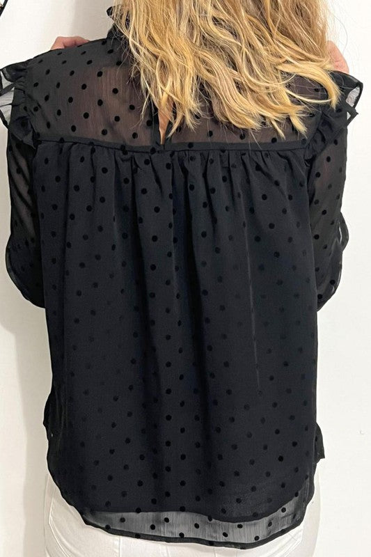 Black Swiss Dot LS Top Shiying