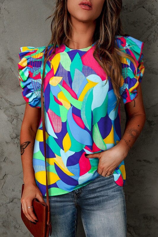 Blue Abstract Top Shewin