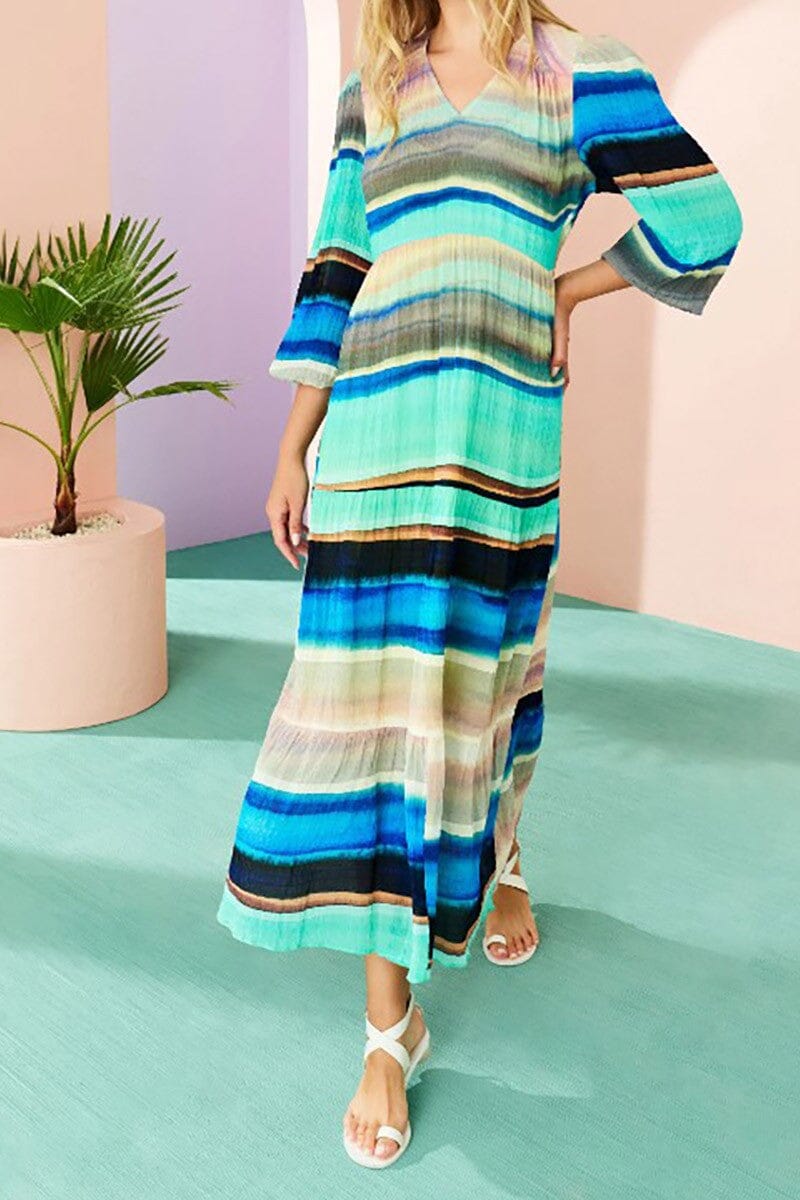Blue Multi Print Dress cezele