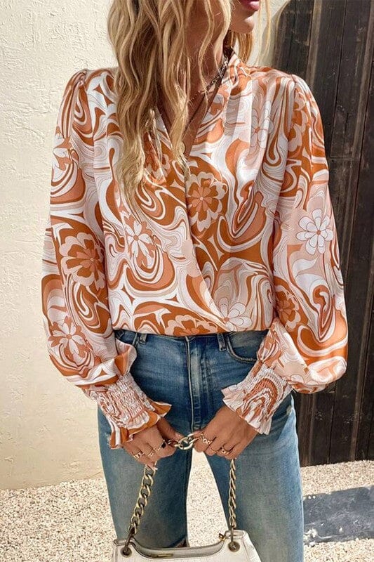 Boho Swirl Smocked Wrist Top Kentce