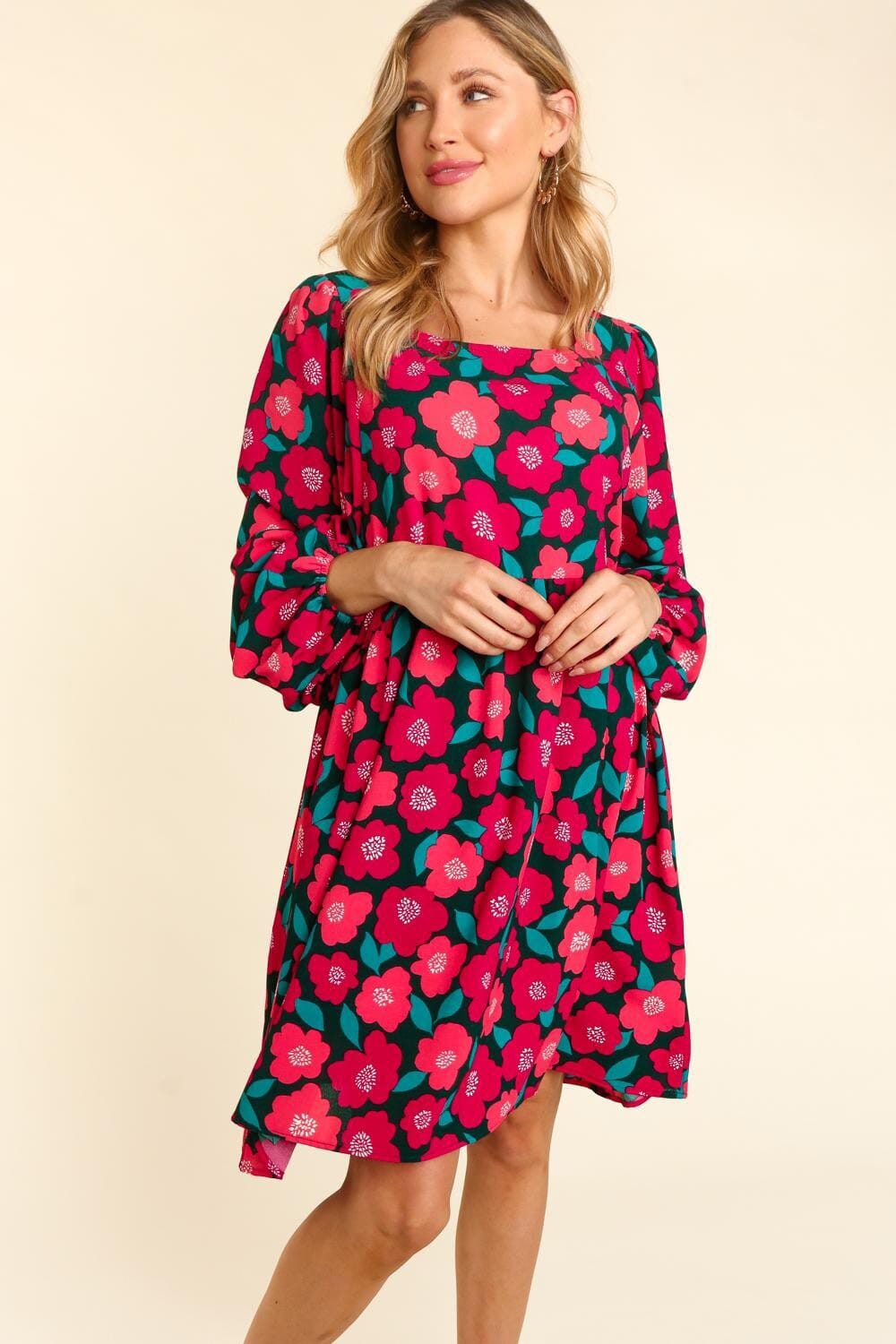 Bold Floral L/S Dress Haptics