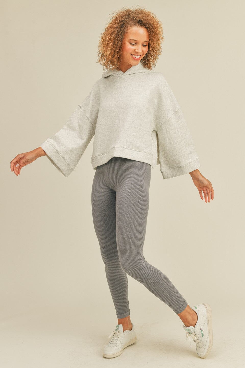 Boxy Brushed Cotton French Terry Hoodie Kimberly C