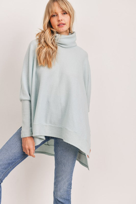 Brushed Knit Cowl Neck Sweater Cherish