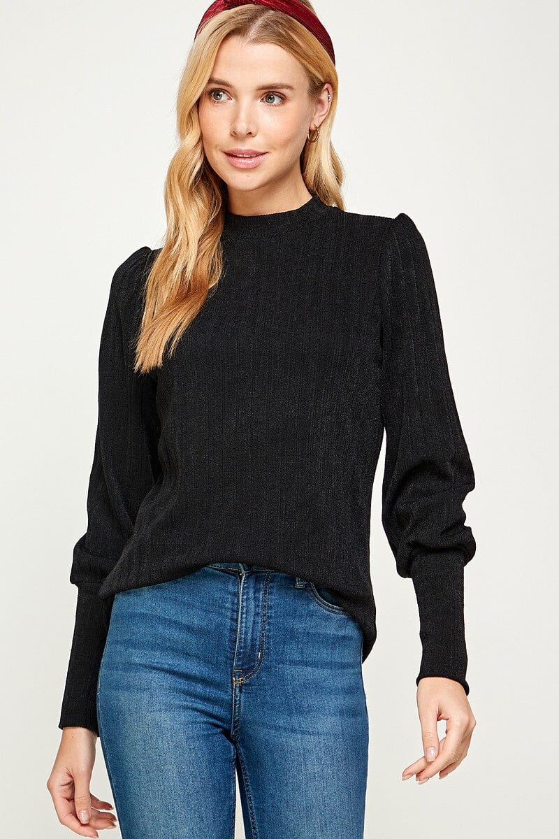 Brushed Knit Ribbed Sweater 2 hearts