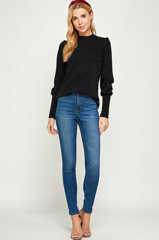 Brushed Knit Ribbed Sweater 2 hearts