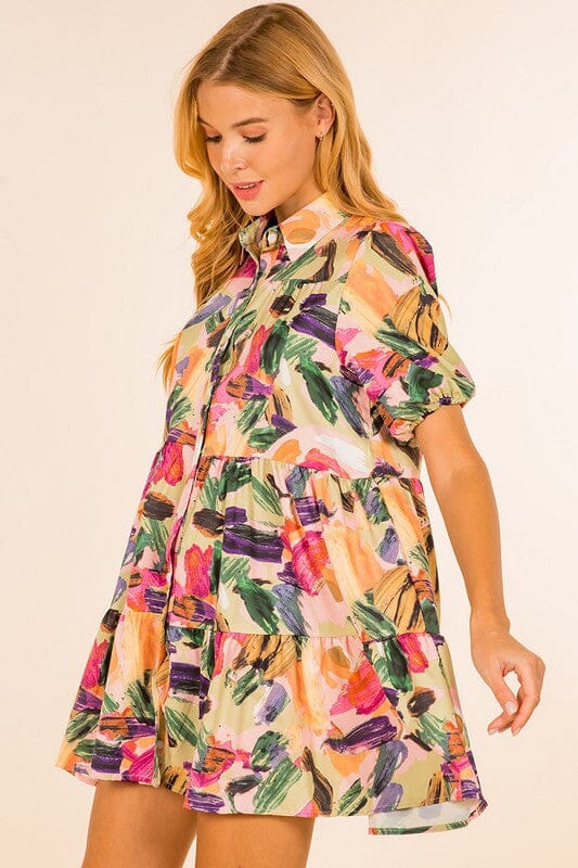 Brushstroke Shirt Dres Sundayup