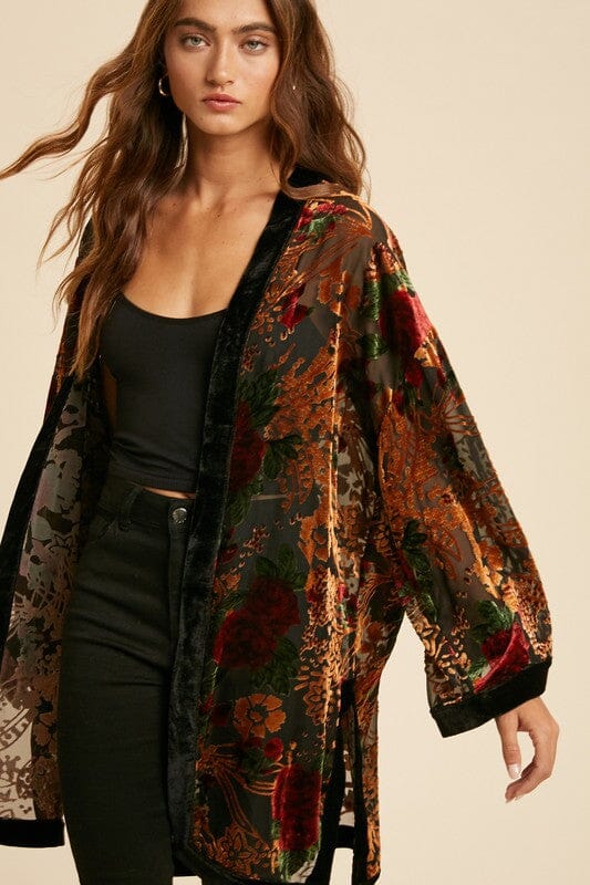 Burnout Velvet Kimono In Loom