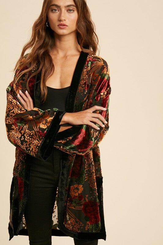 Burnout Velvet Kimono In Loom