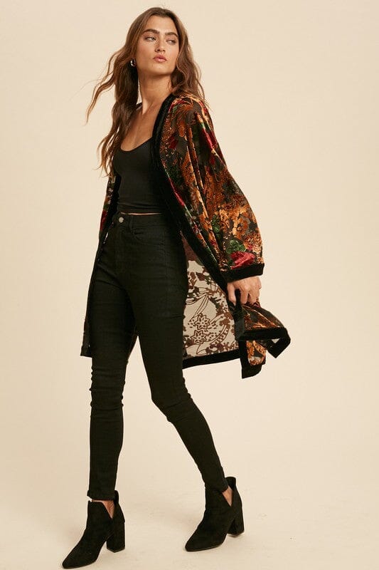 Burnout Velvet Kimono In Loom