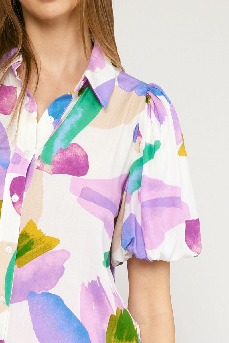 Button Up Brushstroke Top entro