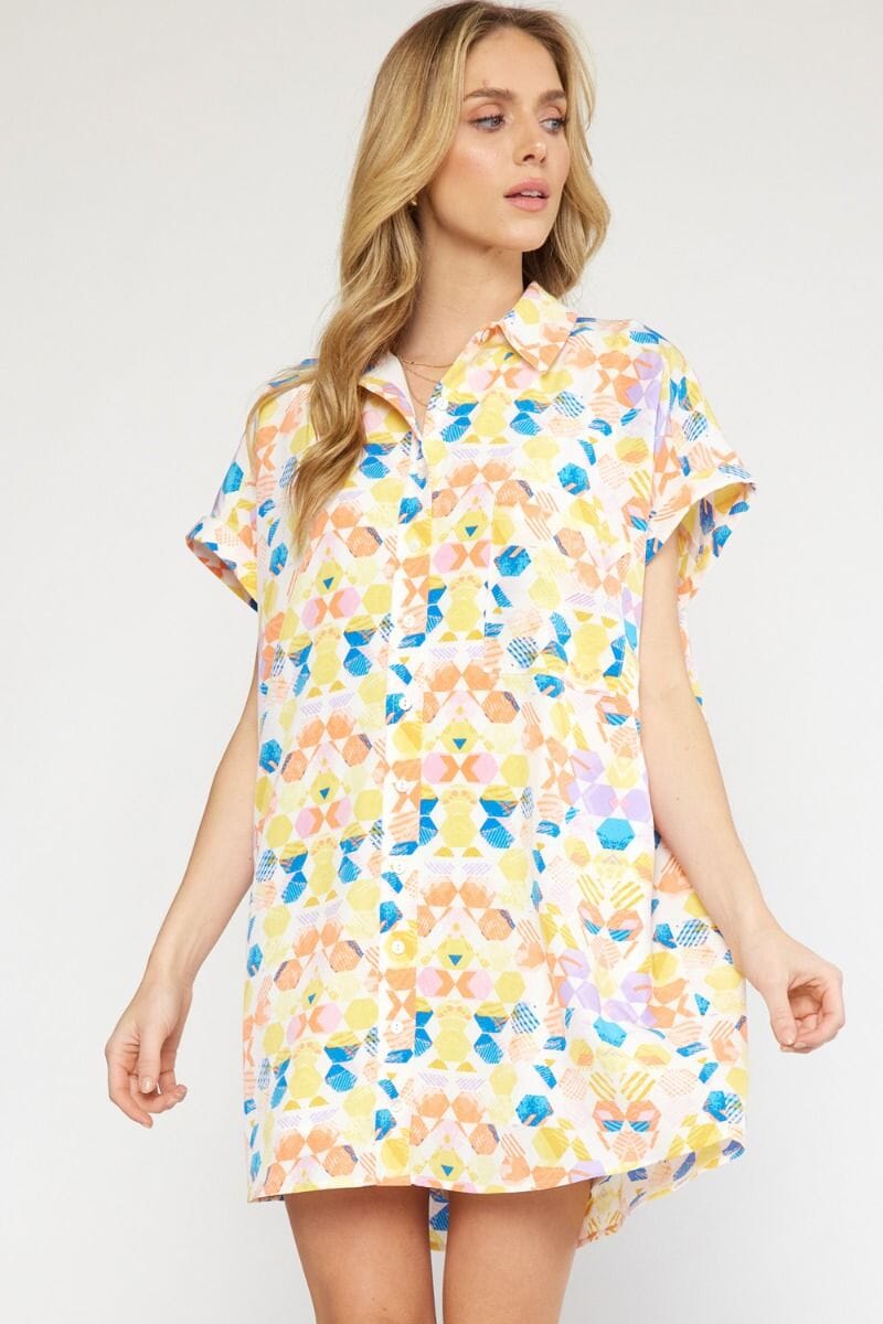 Button-Up Geo Print Dress entro