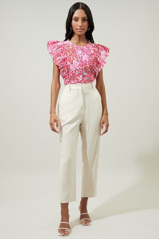 Caicos Floral Vance Button Front Blouse Sugarlips