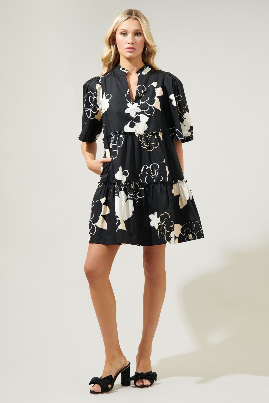 Cairan Rose Tomales Split Neck Shift Dress Sugarlips