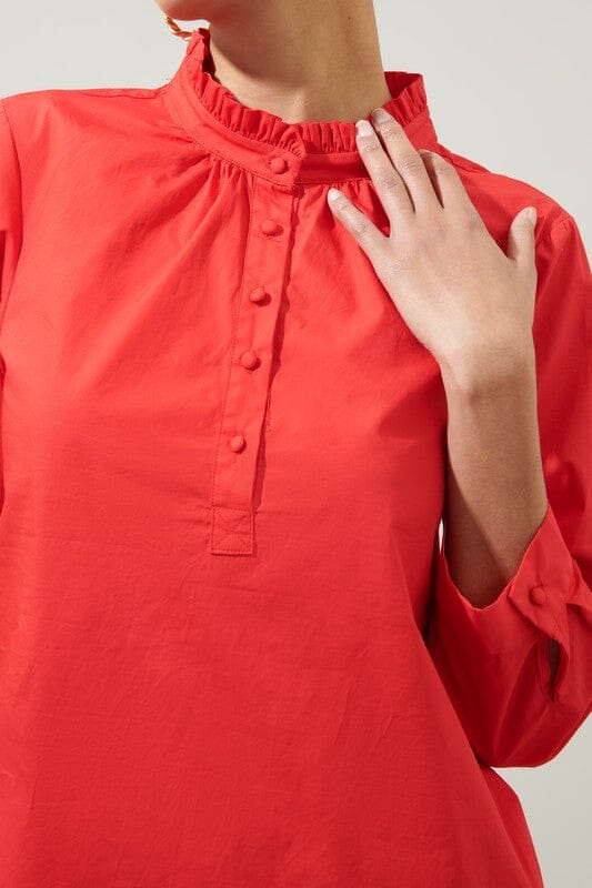 Camden Poplin Collared Shirt Dress Red Sugarlips