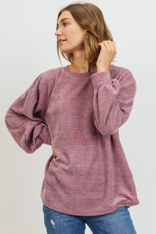 Chenille Balloon Sleeve Top Cherish