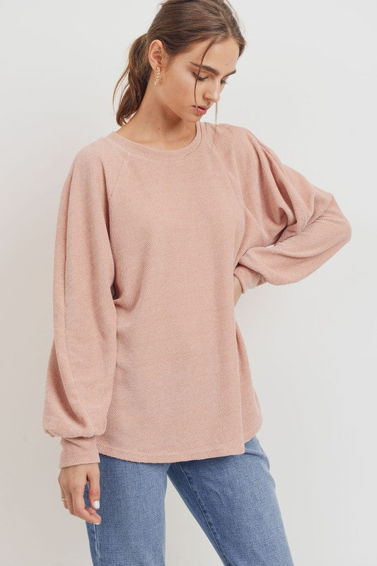 Chenille Balloon Sleeve Top Cherish
