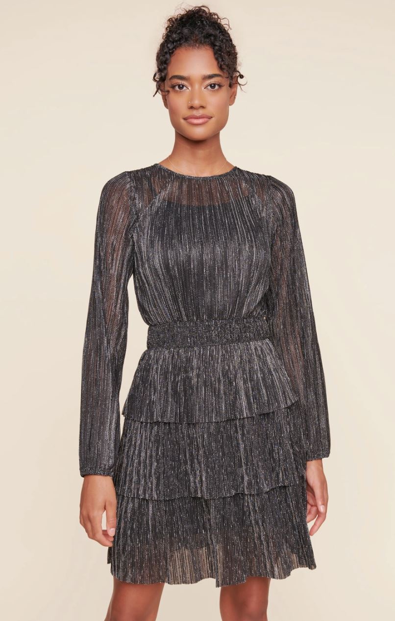 Cheryl Silver Stripe Layered Dress Sugarlips