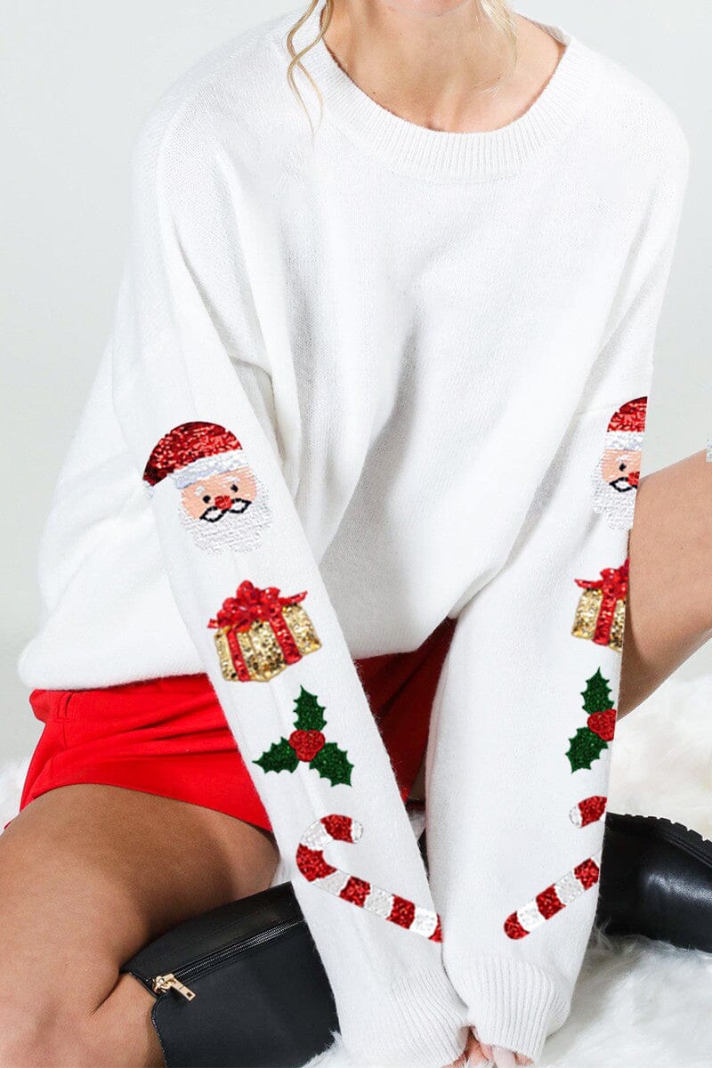 Christmas Sequin Sleeve Sweater Vine & Love