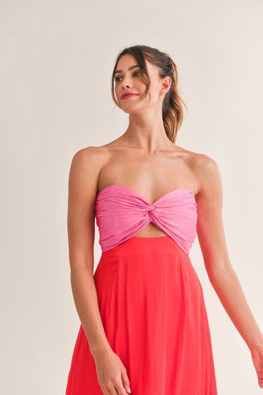 Colorblock Twisted Front Dress Mable