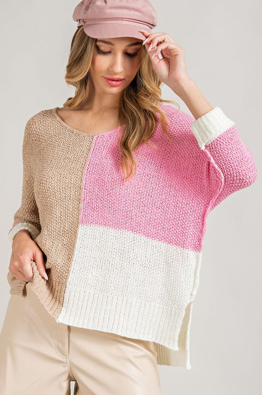 Colorblock V-Neck Sweater Eesome
