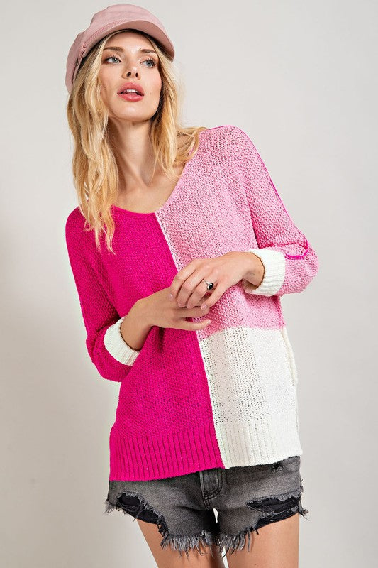 Colorblock V-Neck Sweater Eesome