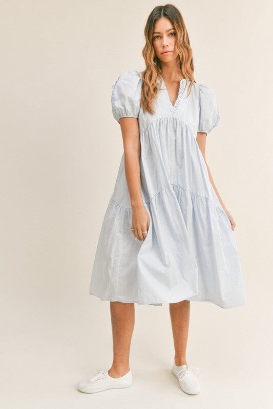 Cotton Poplin Ruffle Detail Midi Mable