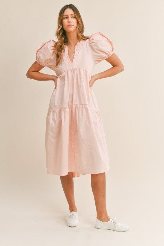 Cotton Poplin Ruffle Detail Midi Mable