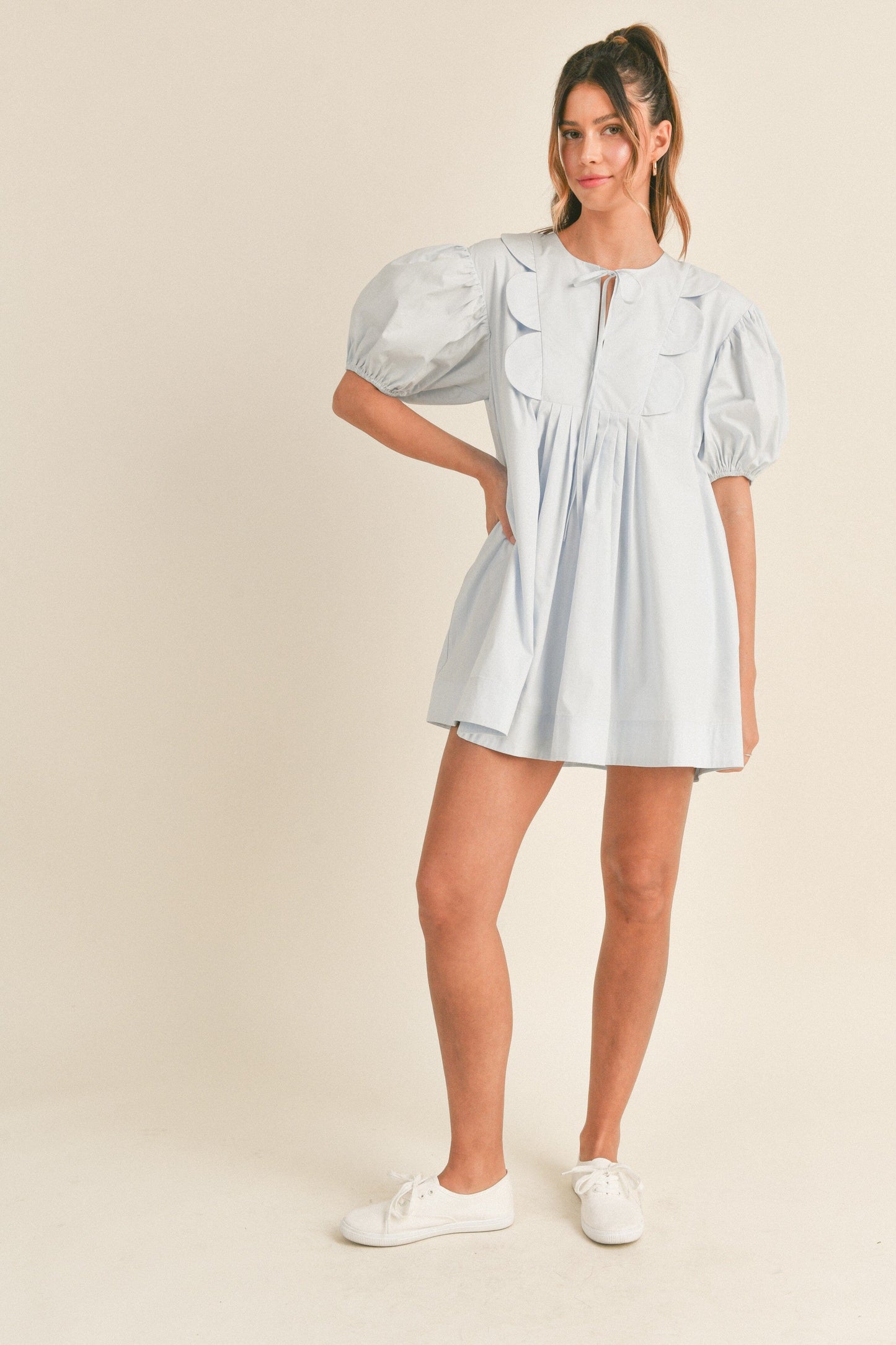 Cotton Scalloped Detail Dress Mable