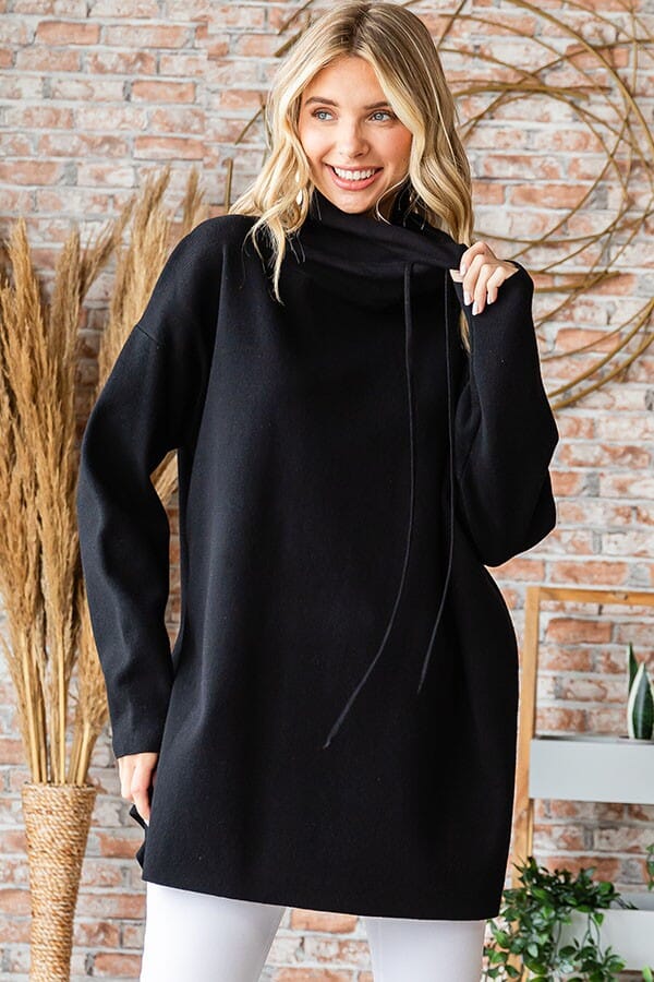 Cowl Neck Knit Long Sweater First Love