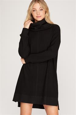 Cowl Neck Shift Sweater Dress she + sky