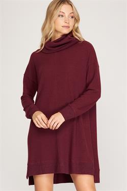 Cowl Neck Shift Sweater Dress she + sky