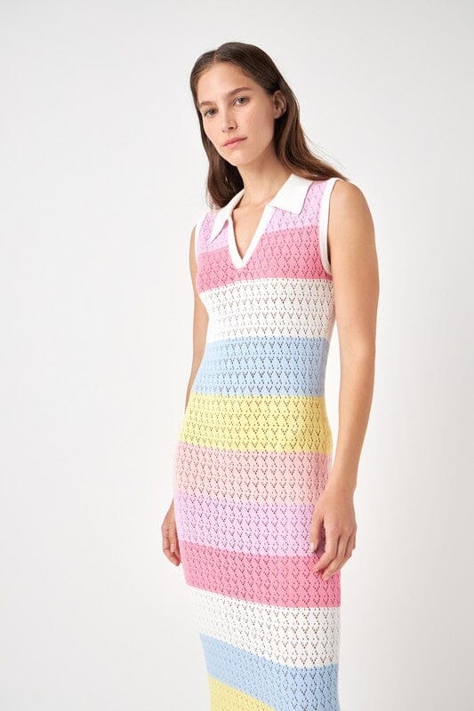 Crochet Striped Midi English Factory