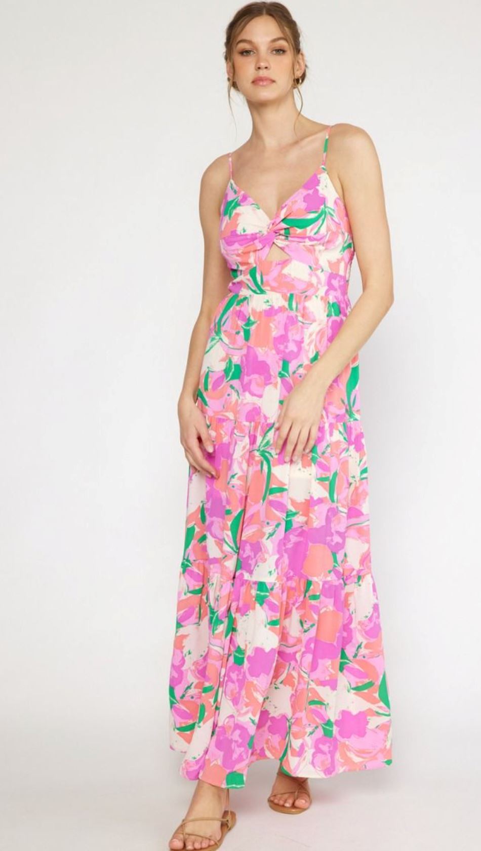 Cut Out Front Floral Midi entro