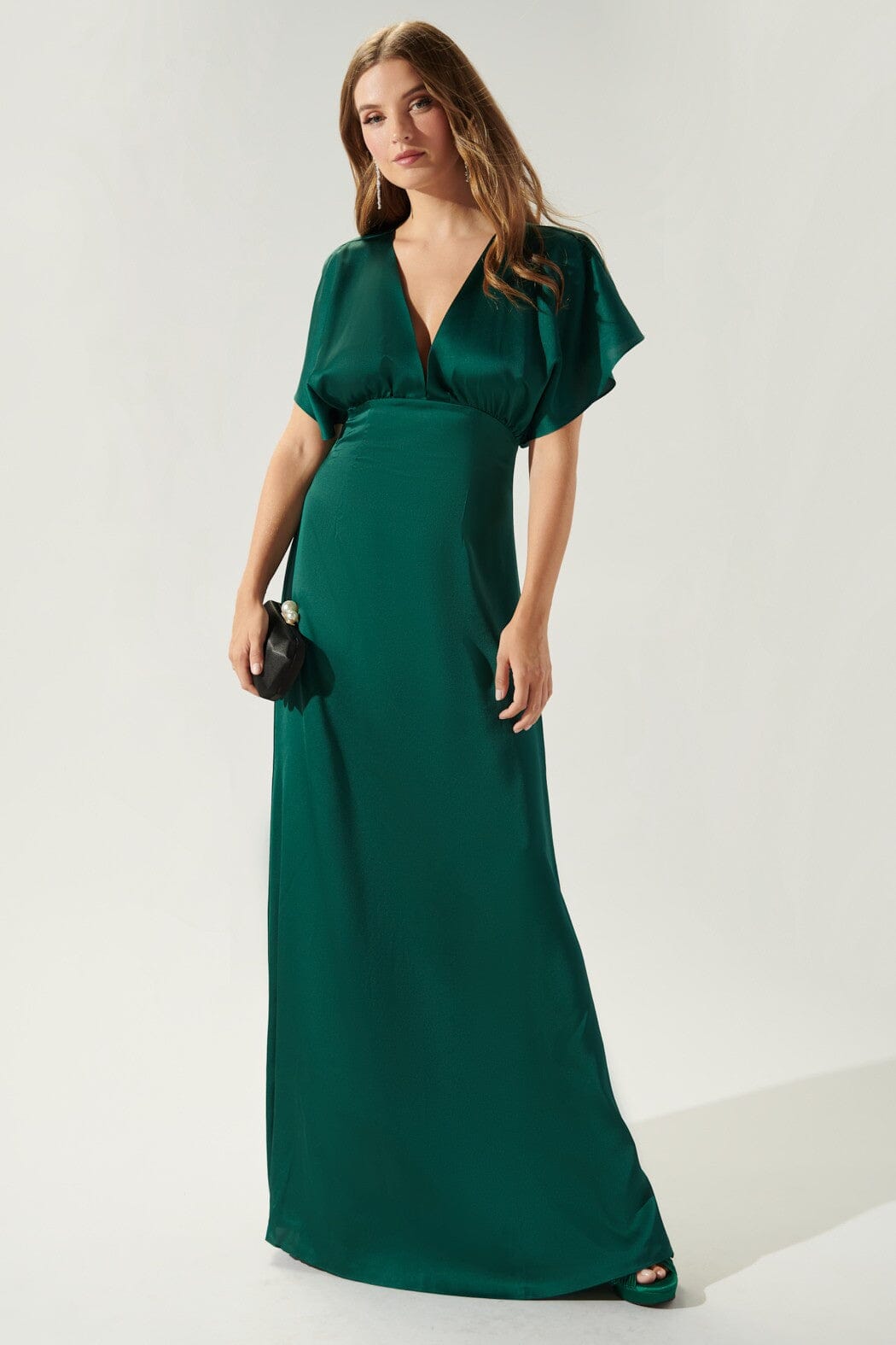 chinese dress ladies Darling Flutter Sleeve Cut Out Satin Maxi Dress – SNAP-Something New And  Pretty